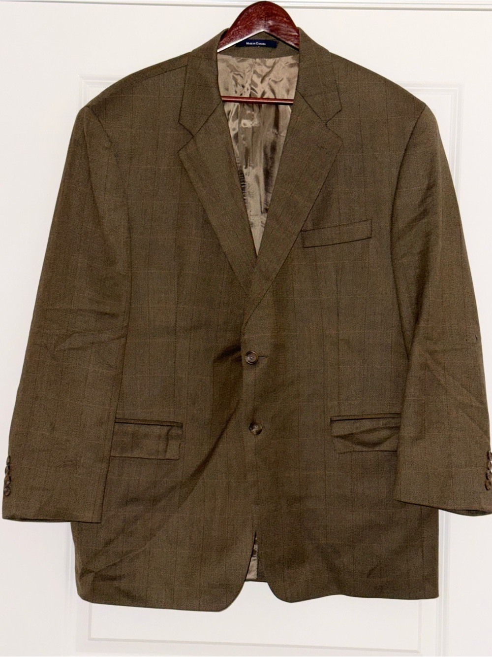 Lauren Ralph Lauren Mens Size 50R Brown Houndstooth 100% Wool Two Button Blazer